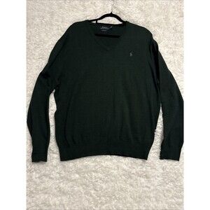 Polo Ralph Lauren V -neck Sweater Sz XL DK GREEN